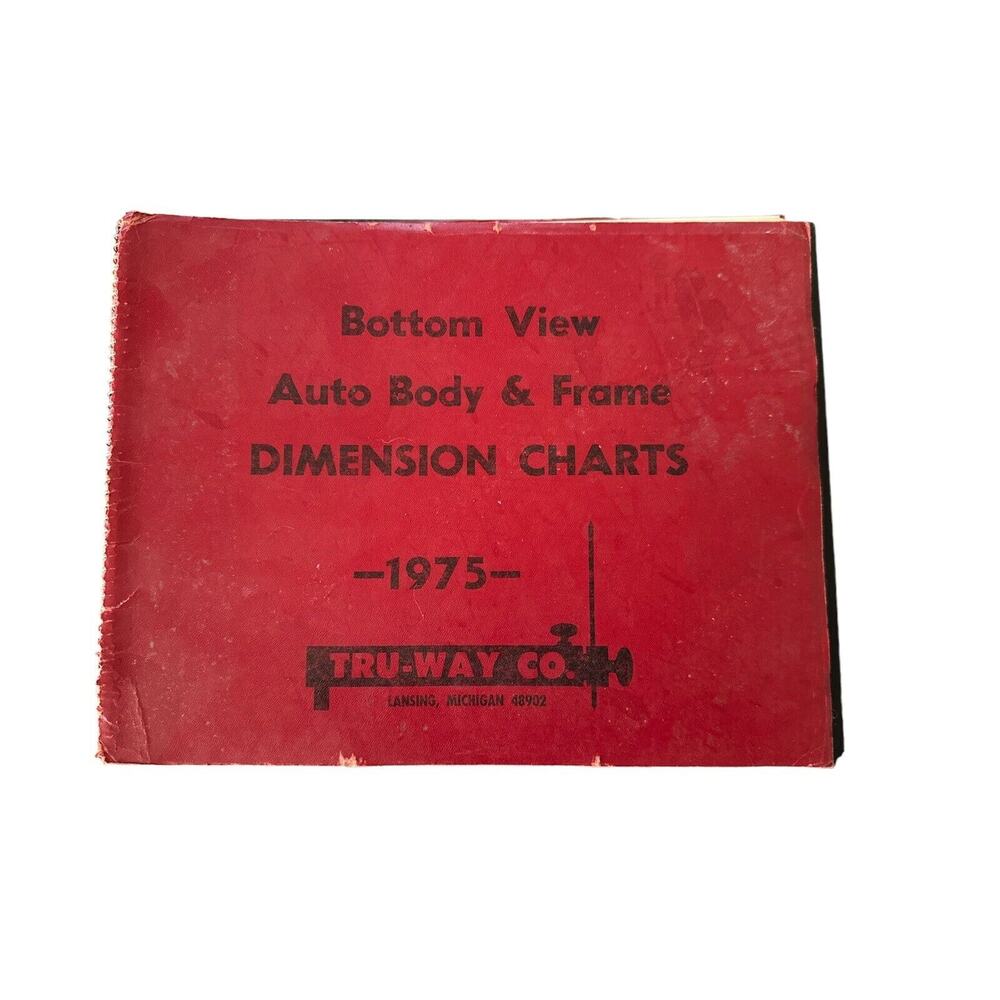 Tru-Way 1975 Bottom View Auto‎ Body Frame Dimension Charts Buick Ford Datsun VTG